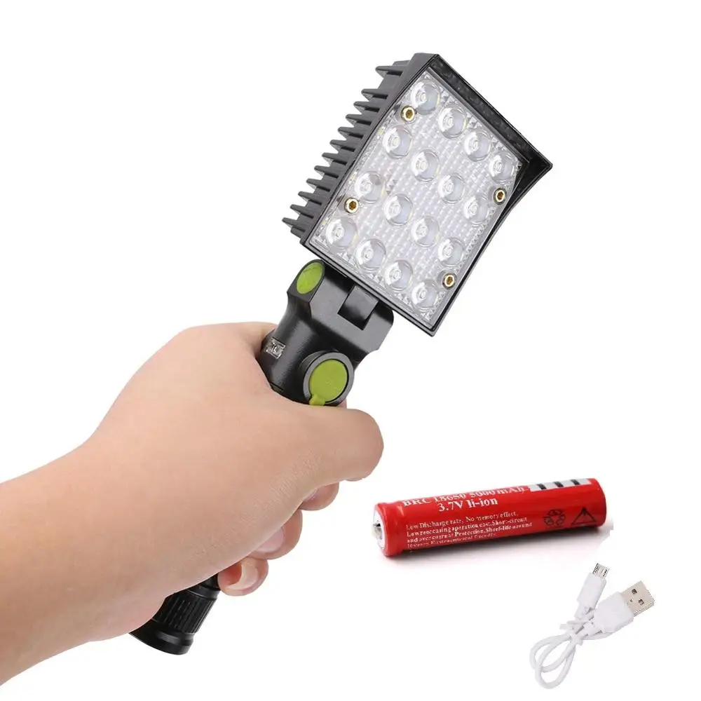 

16 LEDs Flashlights 2in1 Working Torch 4 Modes 18650 Flashlight with Strong Magnet Hook Tent Camping Lamp Car Repair Work Light