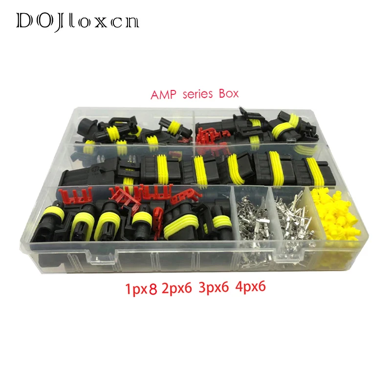Caixa 305 Pcs Superseal Amp Tyco à Prova d Água 12v Conjuntos de Fio Elétrico Masculino Feminino Conector Preto Kits com Terminal de Crimpagem 1