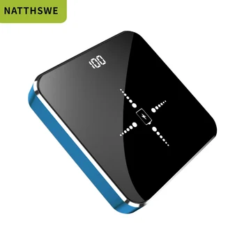 

NATTHSWE Qi Wireless Charger Pad Mini Power Bank 10000mah Ultra Thin 2.1A Fast Charging Portable External Battery Power Bank