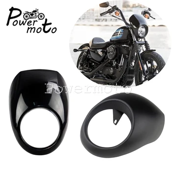

Cafe Racer 5-3/4" Headlight Fairing Matte Black 5.75" Front Light Mask Cowl For Harley Sportster Touring Street Glide 39mm Fork