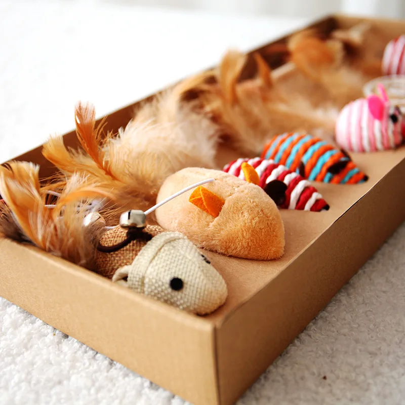 7PCS Multicolor Creative Funny False Mouse Pet Cat Toys Mini Funny Playing Toys for Cats Kitten