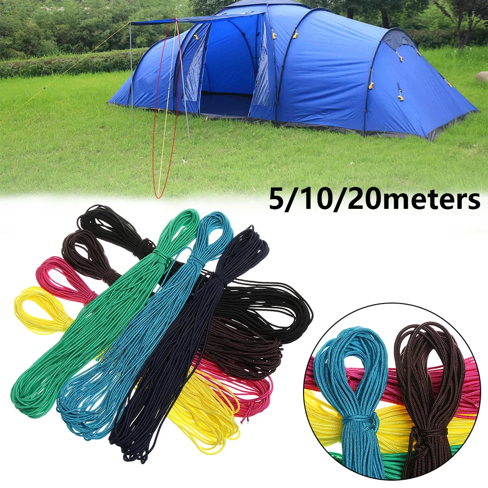 

7Colors Polyester 550LB Parachute Rope Survival Paracord Cords Lanyard Tent Ropes Outdoor Hiking Camping Equipment 5/10/20m