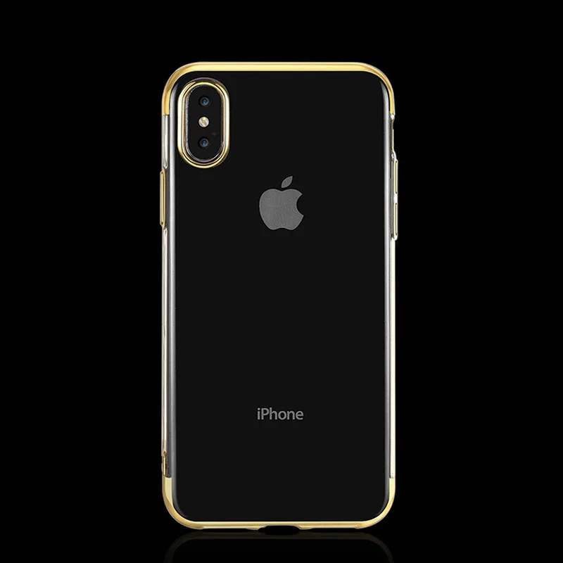 Роскошный силиконовый прозрачный чехол для iPhone X 6 6S Plus Мягкий из ТПУ Рамка задняя