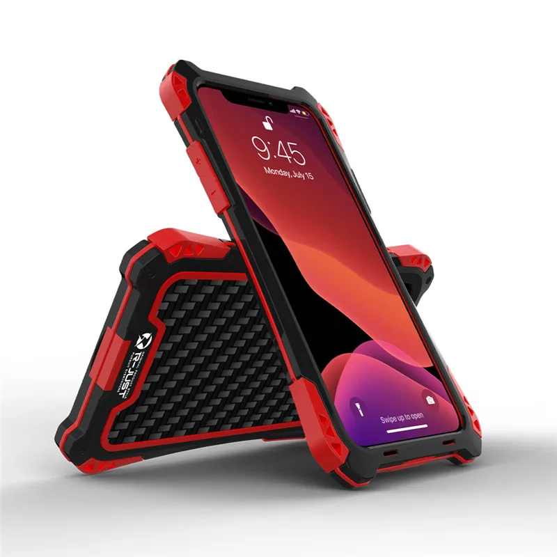 R just Amira Luxury Carbon Fiber Metal Headphone Case For Apple Iphone 11 11 Pro MAX waterproof Aluminum Shockproof Back Cover