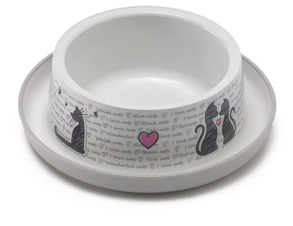 Миска Moderna Cats in Love для кошек, нескользящая, серо-белая