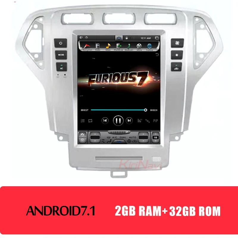 KiriNavi вертикальный экран Tesla style 10," 1 Din Android 8,1 автомобильный Радио gps навигатор для Ford Mondeo Автомобильный dvd-плеер 2007-2010 - Цвет: Android Car Radio