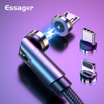 

Essager 540 Rotate Magnetic Cable Micro USB Type C Cable For iPhone Android Fast Charging Magnet Charger Phone Cable Wire