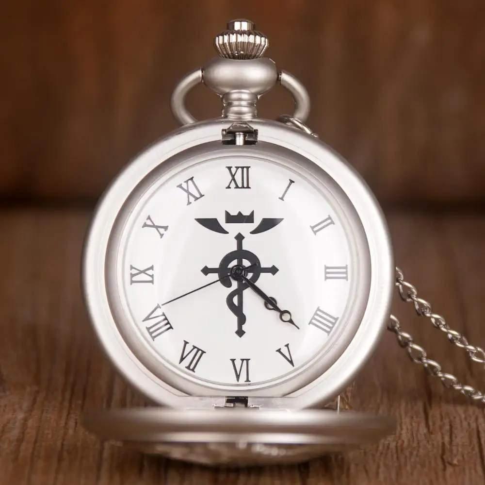 Полностью металлические алхимик Эдвард Элрик косплей карманные часы белые мужские кварцевые карманные часы лучшие подарки для мужчин s Wo мужчин s детей