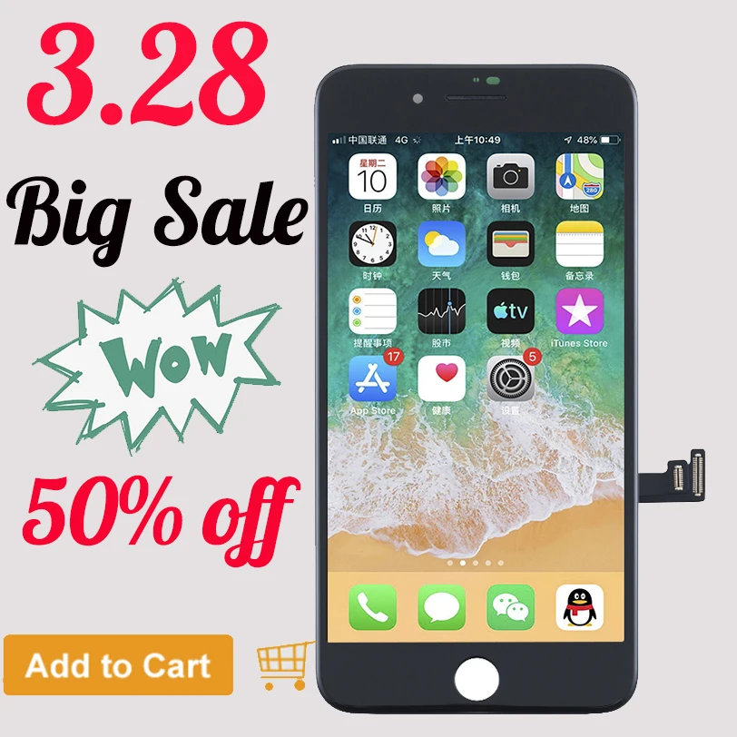 

Display For iPhone 6s 7 8 6S Plus lcd Touch Screen digitizer For iPhone X XR XS MAX 5 No Dead Pixel IPS+Tempered Glass+Tools+TPU