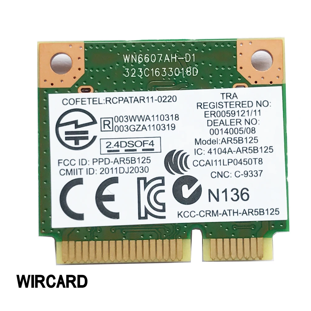 Tarjeta WiFi DW1506 AR5B125 mini PCI-E, módulo WiFi 802.11b/GN para portátil Dell