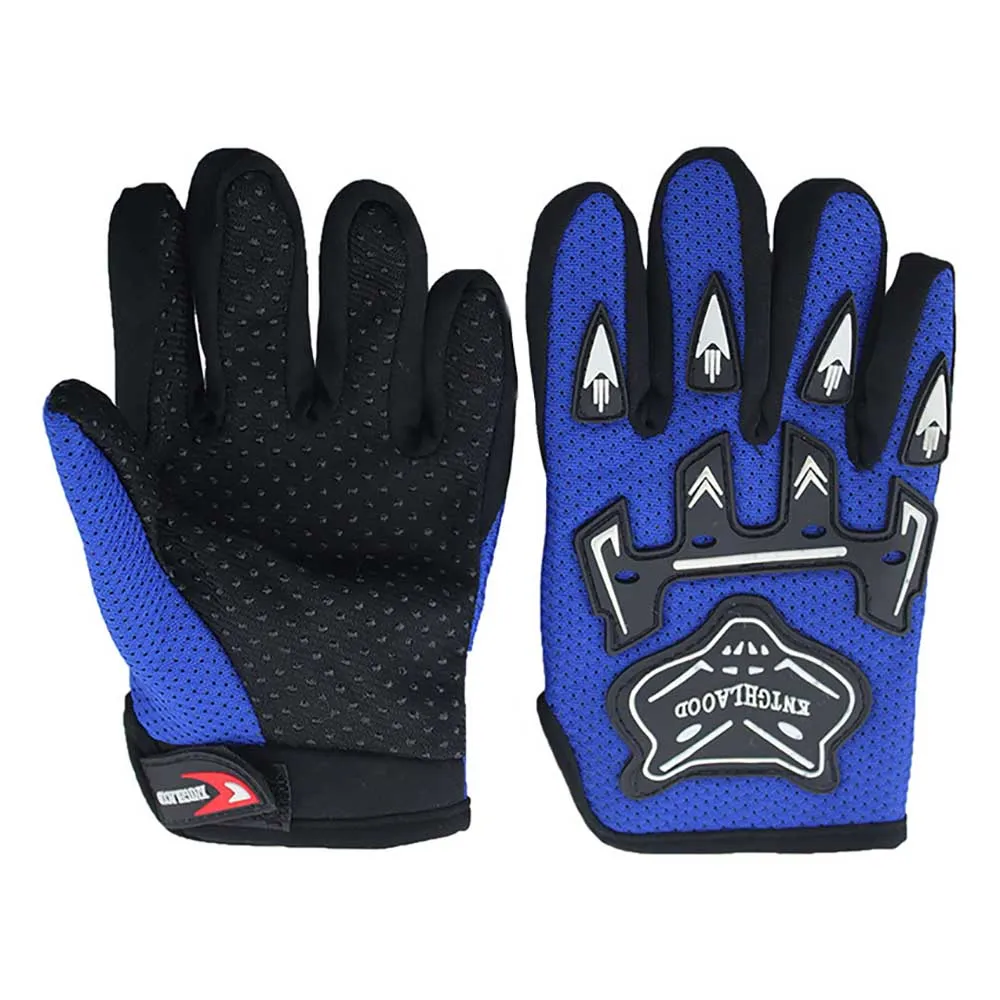 Blue Kids Children Boy Girl Motorcycle Gloves Cycling Bike Bicycle Sports Full Finger Dirt Pit Pocket ATV QUAD Gear | Автомобили и
