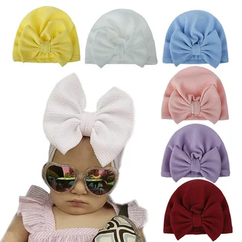 

Big Bow Baby Beanie Newborn Toddler Baby Hat Big Elastic 18 Colors Turban Hats for Girls Kids 6-36M Cap