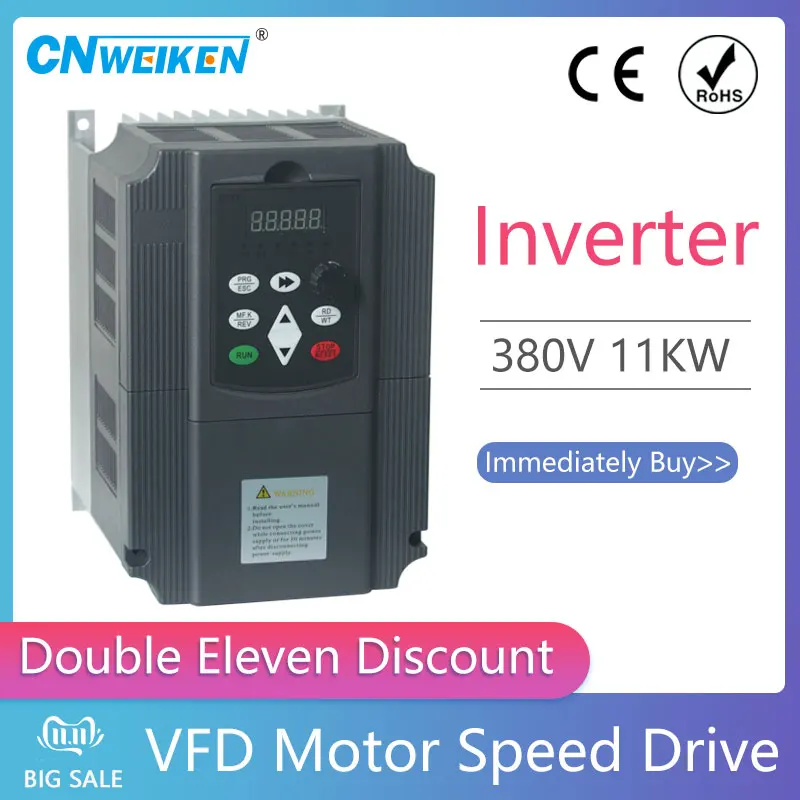 

VFD 380V 11KW AC Variable Frequency Drive 3 Phase Speed Controller Inverter 380V 7.5KW Motor VFD Converter