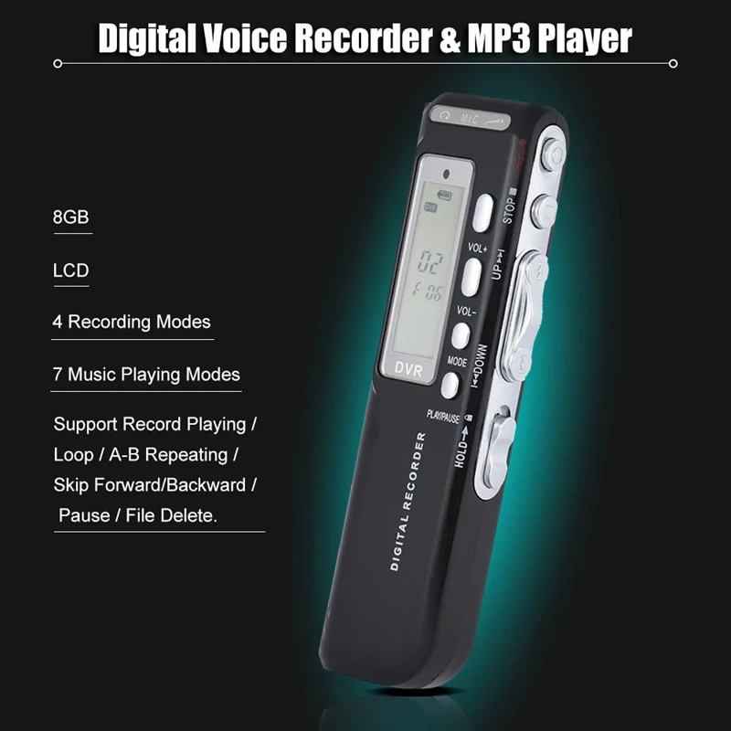 Горячая 3C-Sk-010 8Gb цифровой Аудио Диктофон Mp3 музыкальный плеер Голосовая активация Var A-B повторная петля