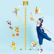 Наклейки на стену производители оптом стиль мультфильм клоун наклейки для измерения роста детская комната спальня съемные наклейки на стену SK