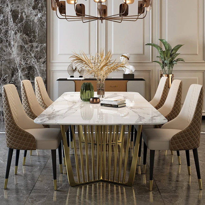 

Luxury Italian Furniture Set Dining Marble Dining Set Luxury DINING TABLE With Stainless Steel Base