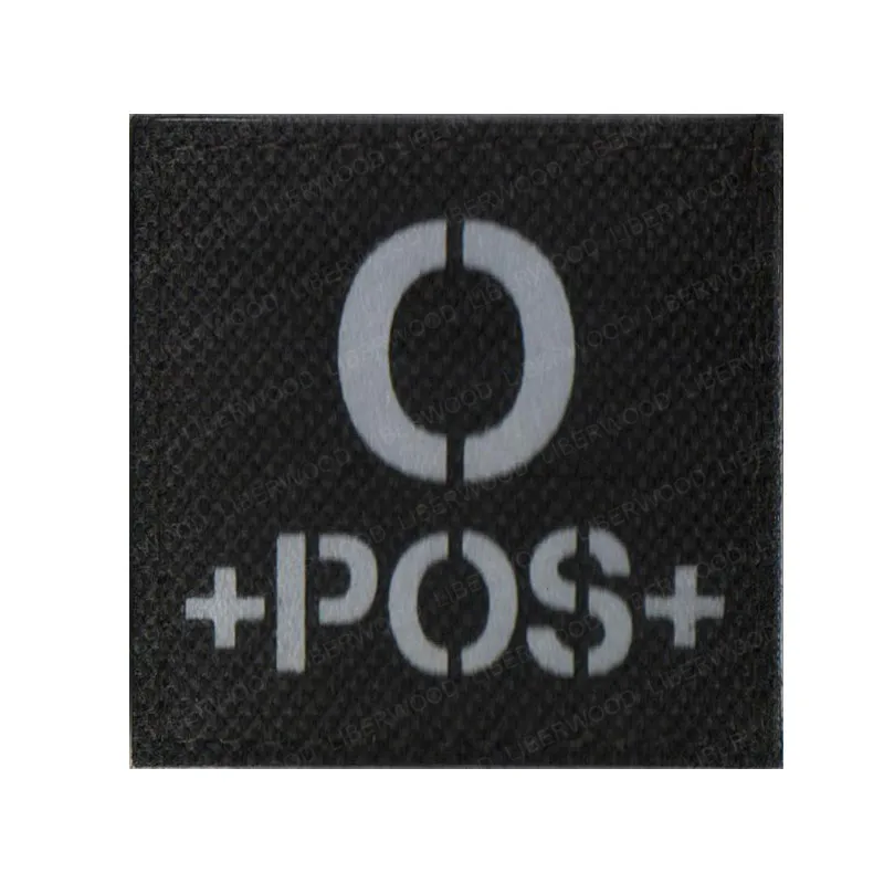 Тип крови A+ B+ O+ AB+ POS положительный ИК-патч для рюкзаков пальто тактический боевой патч отражающий бейдж-стикер с липучкой - Цвет: O