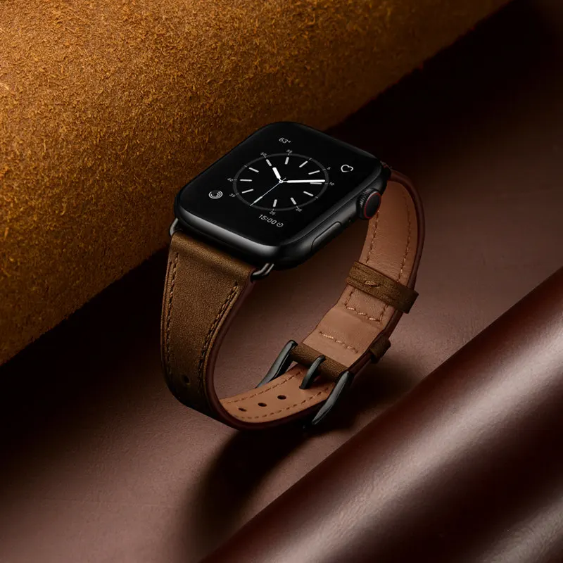 ASHEI ремешок из натуральной кожи для часов Apple Watch Series 5/4 44 мм 40 мм Ремешки для наручных часов iWatch Apple Watch 42 мм 38 мм серия 3/2/1