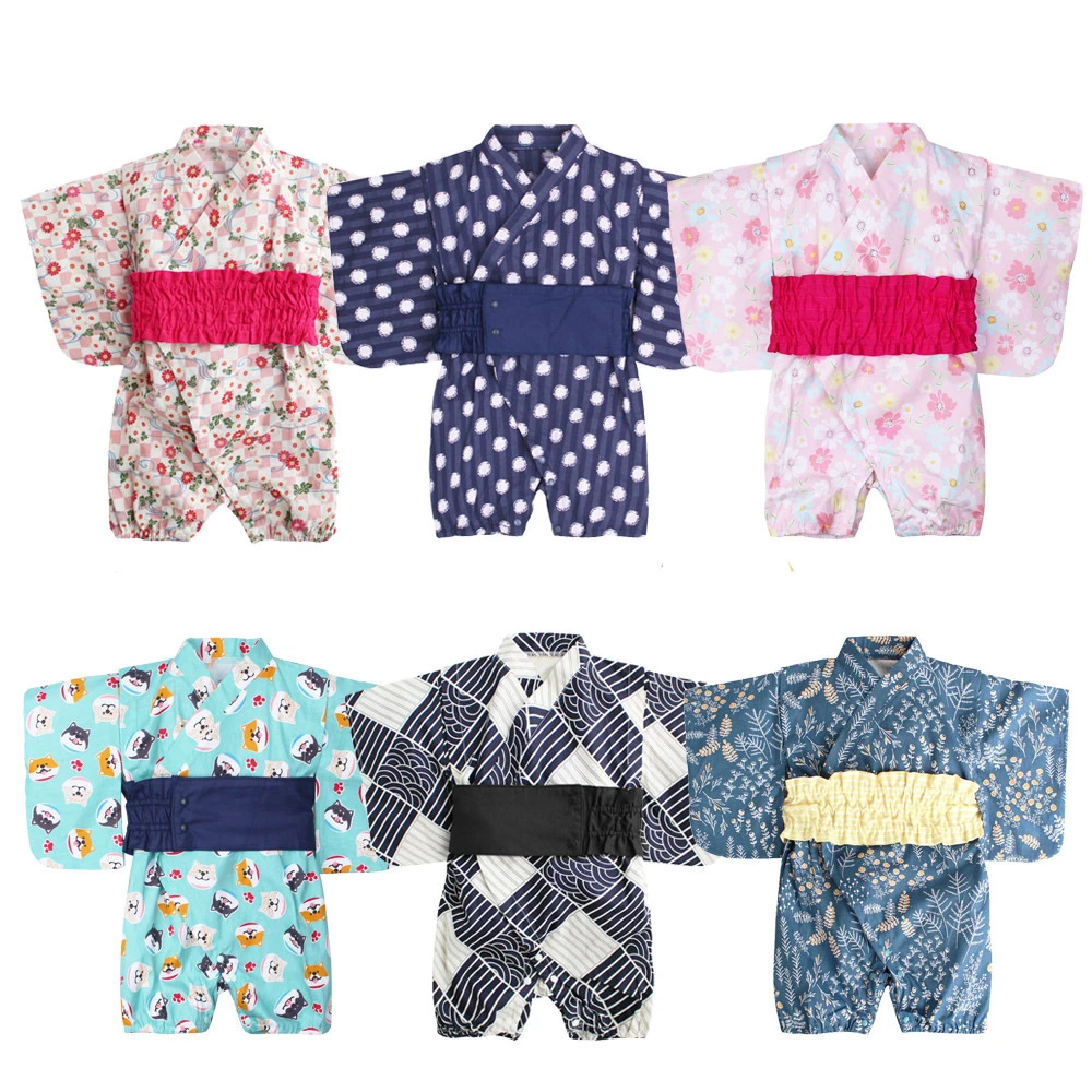 Retro Kimono Summer  Baby Girl Clothing Romper Jumpsuit Short-sleeved Bathrobe Newborn Baby Kimono Unisex Playwear Custume Baby Bodysuits expensive