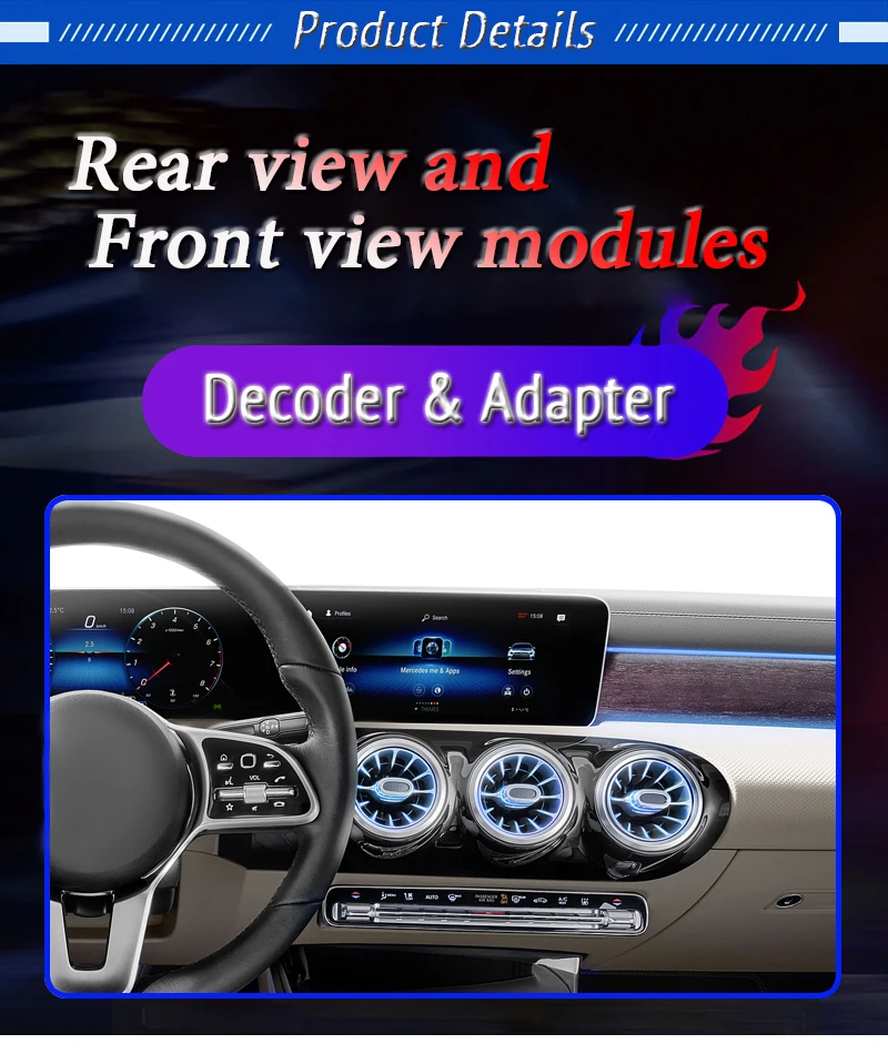 For Mercedes-Benz A200 2019~2020 Rear View Back Camera Module Decoder Parking Original Car Screen Interface Upgrade CAM Adapter FG