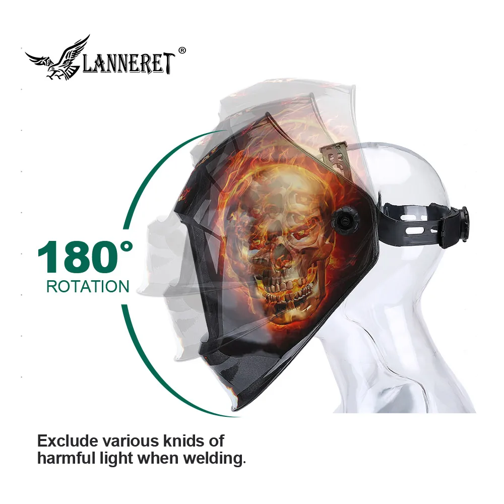 LANNERET Fire Skull MMA MIG TIG Сварочная маска сварочный шлем Орел для сварочного аппарата для пайки сварщика колпачок для сварки