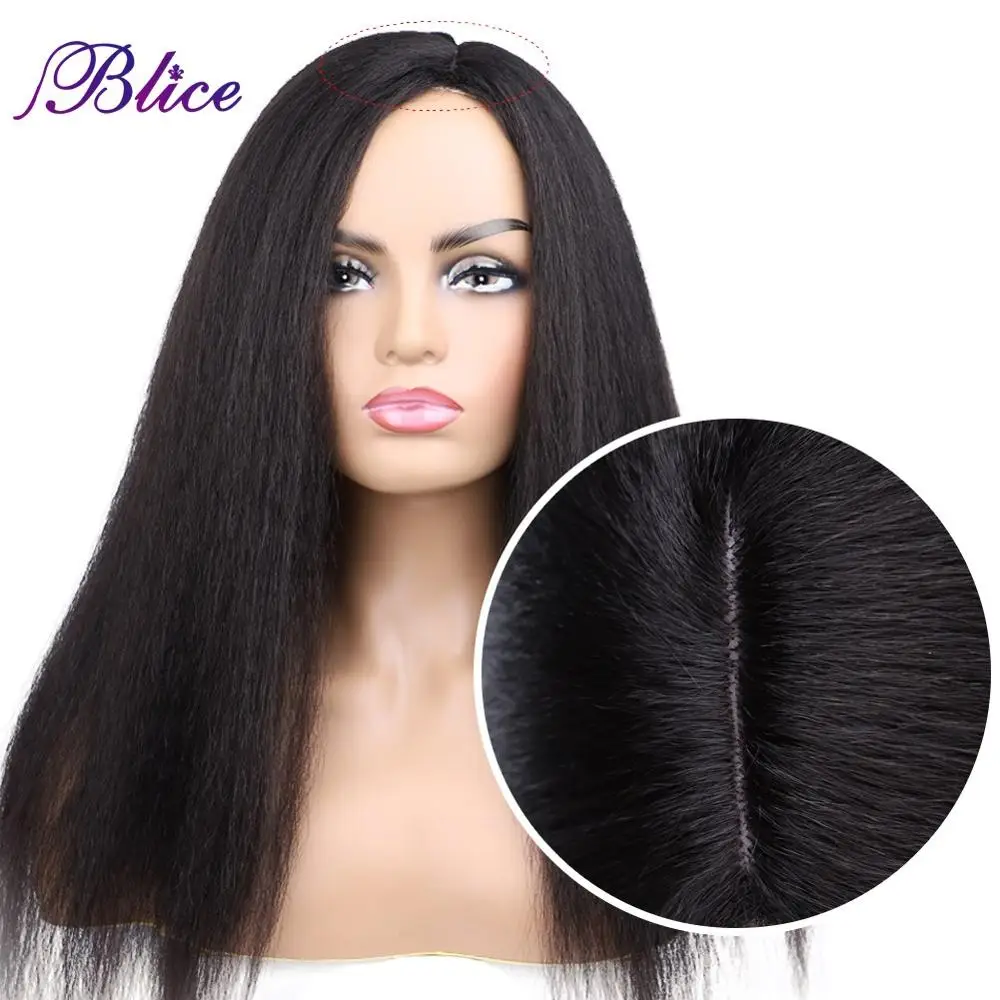 Blice Synthetic Yaki Straight Wig 18-22 Inch Long Hair Side Part Wigs No Bangs For African American Women blice synthetic yaki straight wig lacetop line 18 inch women wig hollow out cap inside kanekalon fiber pure color wigs