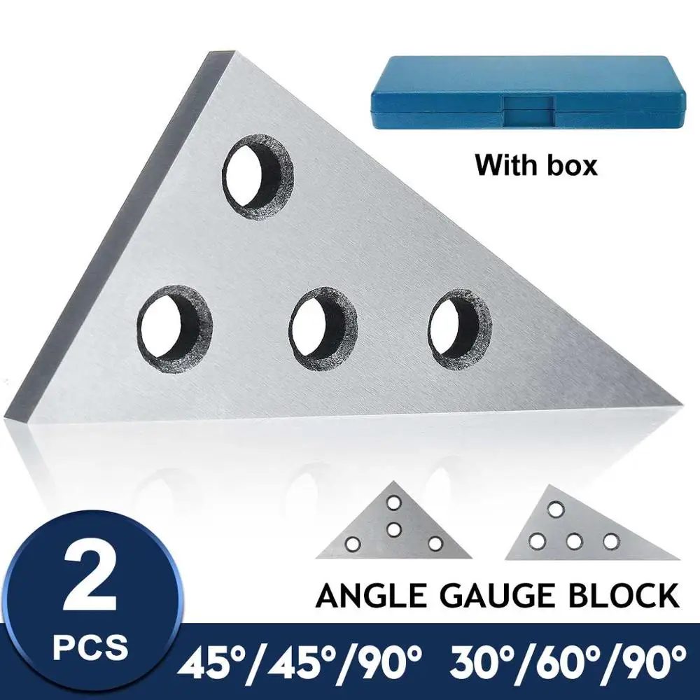 2-Piece Angle Gauge Block Set - Steel Precision Blocks 30-60-90 & 45-45-90 Degrees