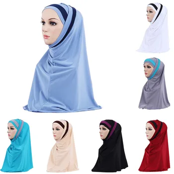

Women's Muslim Headscarf Fashion Double Loop Slip On Scarf Pull Over Crepe Convenient Shawl Ladies Headscarf