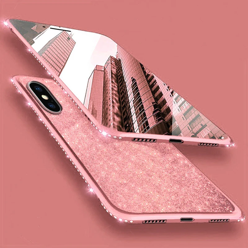 

For iPhone 7 Case Luxury Glitter Diamond Cover On for iPhone XR XS Max Stand Holder Phone Cases For iPhone 6 6s 7 8 Plus X Case