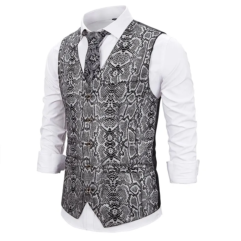 PUIMENTIUA 2019 Male Gold Steampunk Slim Fit Single Breated Wedding Sleeveless Slim Fit  Vests For Men Single Buttons Waistcoat