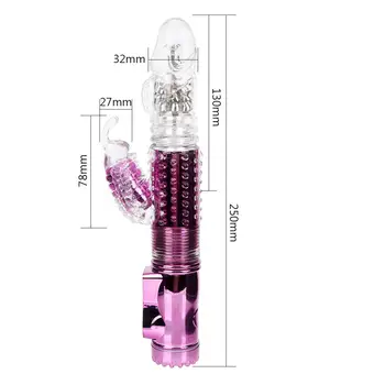 Telescopic Dildo Vibrator Rotating Dual Bead Rods Vibration Wand USB Rechargeable Butterfly Sex Toys for Women 3