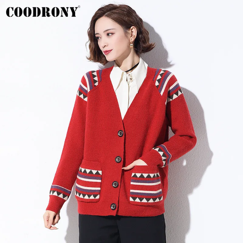 COODRONY Brand Korean Style Casual Warm Cardigans Female 2020 Autumn Winter Streetwear Fashion Pockets Slim Sweaters Women W1085
