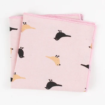 

Cartoon Design Men Pocket Square Printed Bird Feather Soft Light Elegant Handkerchief 24*24cm Suits Pockets For Wedding Party