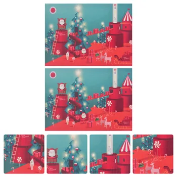 

2pcs Christmas Placemat Stylish Practical Beautiful PVC Table Mat Printing Dish Mat Decorative Placemat for Bar Home