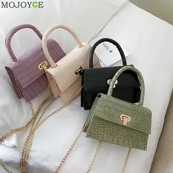 

Casual PU Leather Crossbody Handbag Women Solid Color Chain Tote Purse Lady Flap Small Shoulder Top-handle Bag