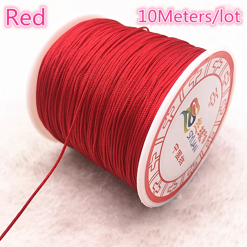 10 м/лот 0,8/1,0 мм красный нейлоновый шнур нить китайский узел макраме шнур плетеный браслет строка DIY кисточки вышивка бисером нить