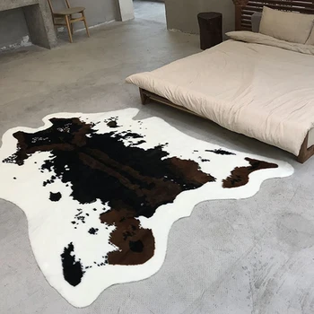 

LBER Hide Rug Carpets for Living Room Bedroom Rug Polyester for Home Decorative Hand Wash Morden Cow