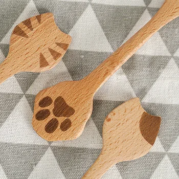 

1/3PCS Wooden Spoon Bamboo Kitchen Cooking Utensil Chinese Dinner Soup Spoon for Creative Tableware Kitchen WALK KNOW Cute Cat