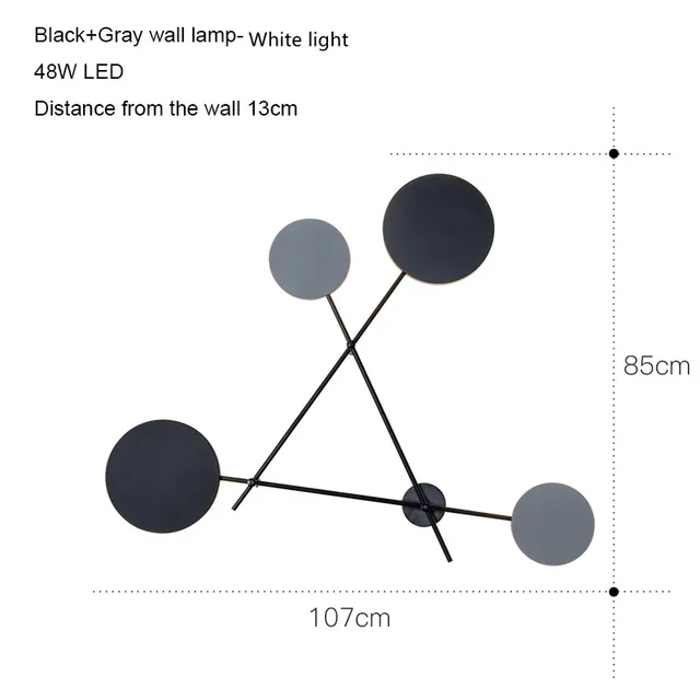 Artpad 4 Head Rotatable Black Gray Bedside Lamp Wall Mount Light Nordic Postmodern 38W 48W Living room Sconces Wall Led Fixture 8