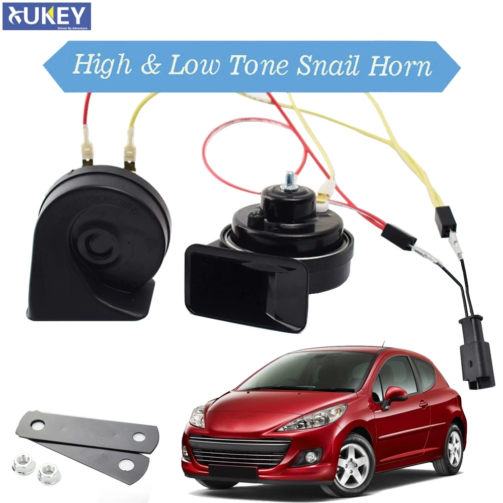 12V 125db клаксон "улитка" 410/510 Гц Высокий Низкий тон Водонепроницаемый автомобильный гудок для peugeot 207 2006 2007 2008 2009 2010 2011 2012 2013