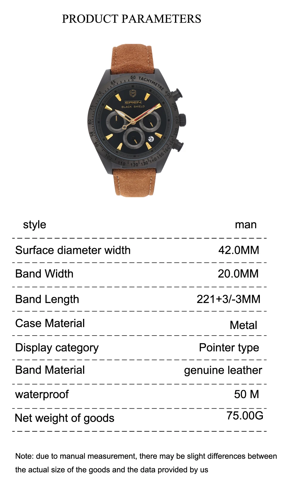2022 Ever Move Men's Sports Chronograph  Luxury Literal Business Style Multifunctional Leather Real Nail Quartz Watch