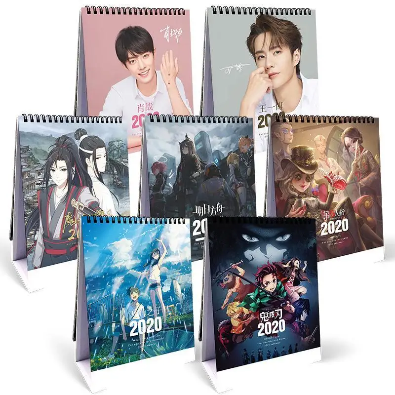 

New 2020 The Untamed Arknights Identity V Desk Calendar DIY Cartoon Characters Calendars Xiao Zhan Wang Yibo