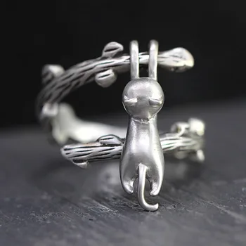 

Fashion Jewelry Vintage Punk Cute Cat Rings For Women Wedding Party Finger Ring jz411