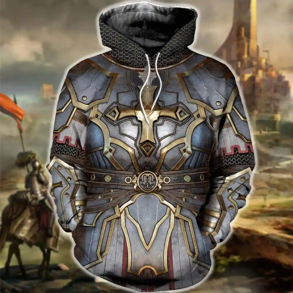 knight medieval armor print hoodie