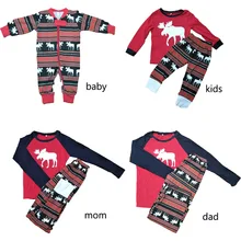 Рождественские пижамные комплекты с изображением лося для всей семьи; толстая одежда для сна для папы, мамы и ребенка; одинаковые комплекты одежды для семьи; Рождественская одежда для сна