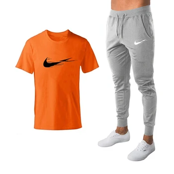 2021 Summer New Men Casual Sets Short Sleeve T Shirt +Pants Print Male Tracksuit Set Men's Brand Clothing 2 Pieces Sets 7