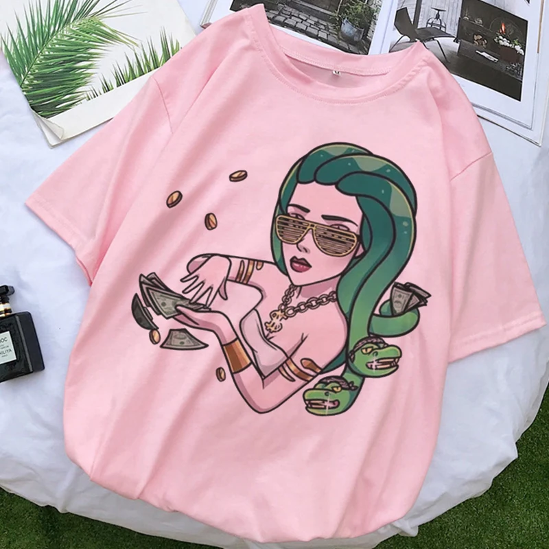 Новинка топы с Медузой Винтажная футболка Готическая для женщин Harajuku рубашка Kawaii