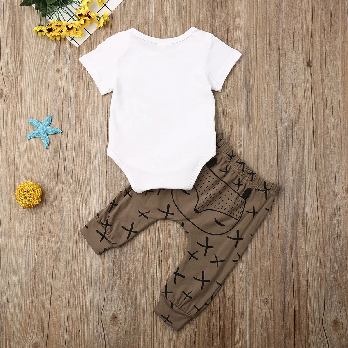 Милая Одежда для новорожденных мальчиков и девочек Комбинезон с принтом лисы+ штаны-шаровары комплект осенней одежды на возраст от 0 до 18 месяцев