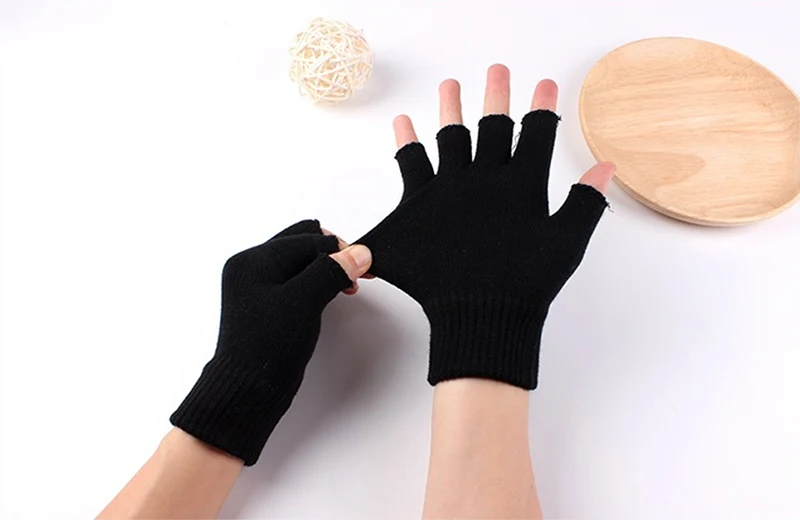 Cartoon Mashup Colorful Pattern Mittens Wrist Spring Summer Fingerless Working Gloves Soft Women Knitted Gloves Open Fingered