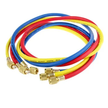 

3x 500psi 1/4 SAE R12 R22 R502 HVAC AC Refrigerant Charging Hoses W/ Ball Valve